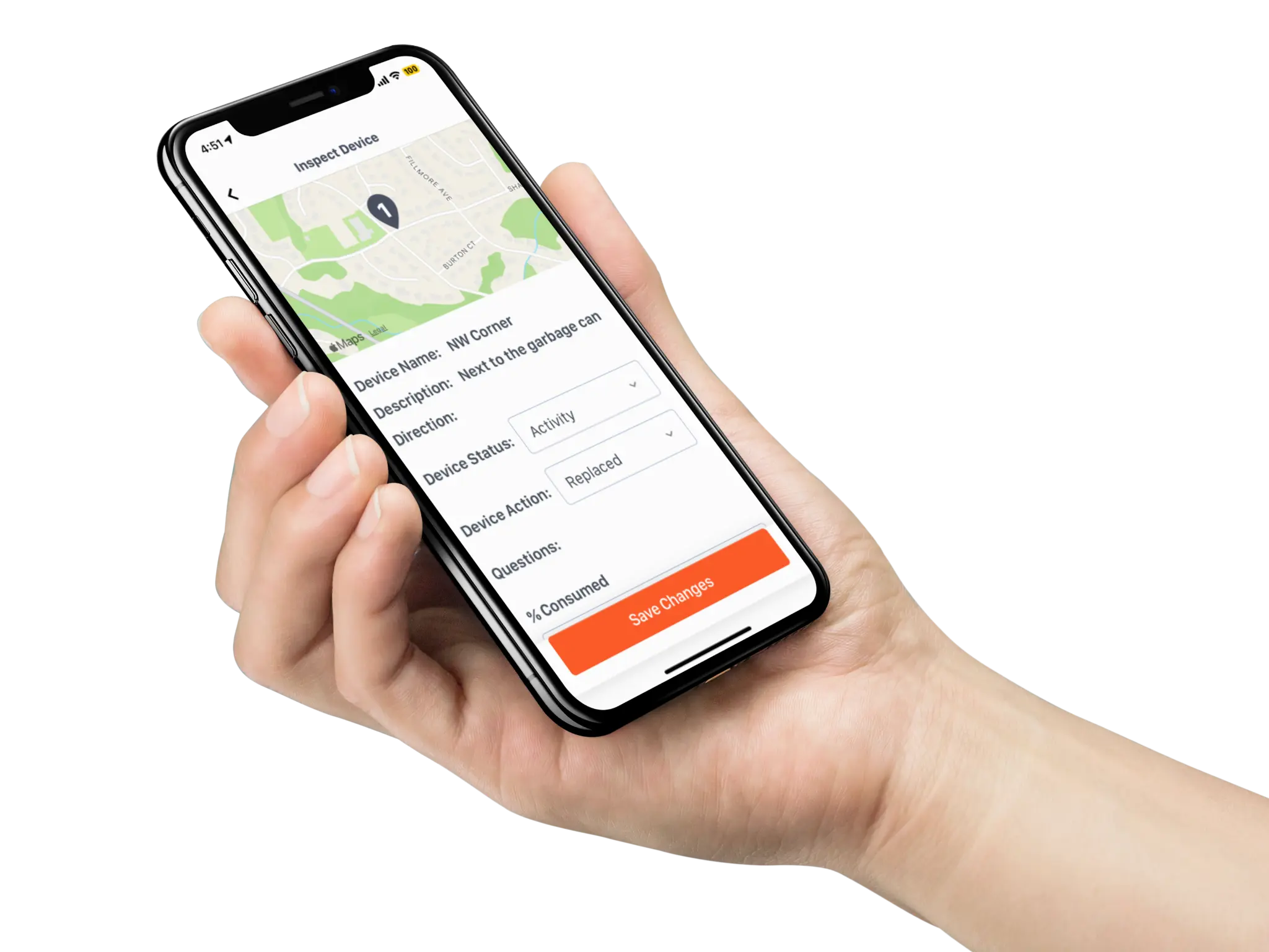 Device inspection popup