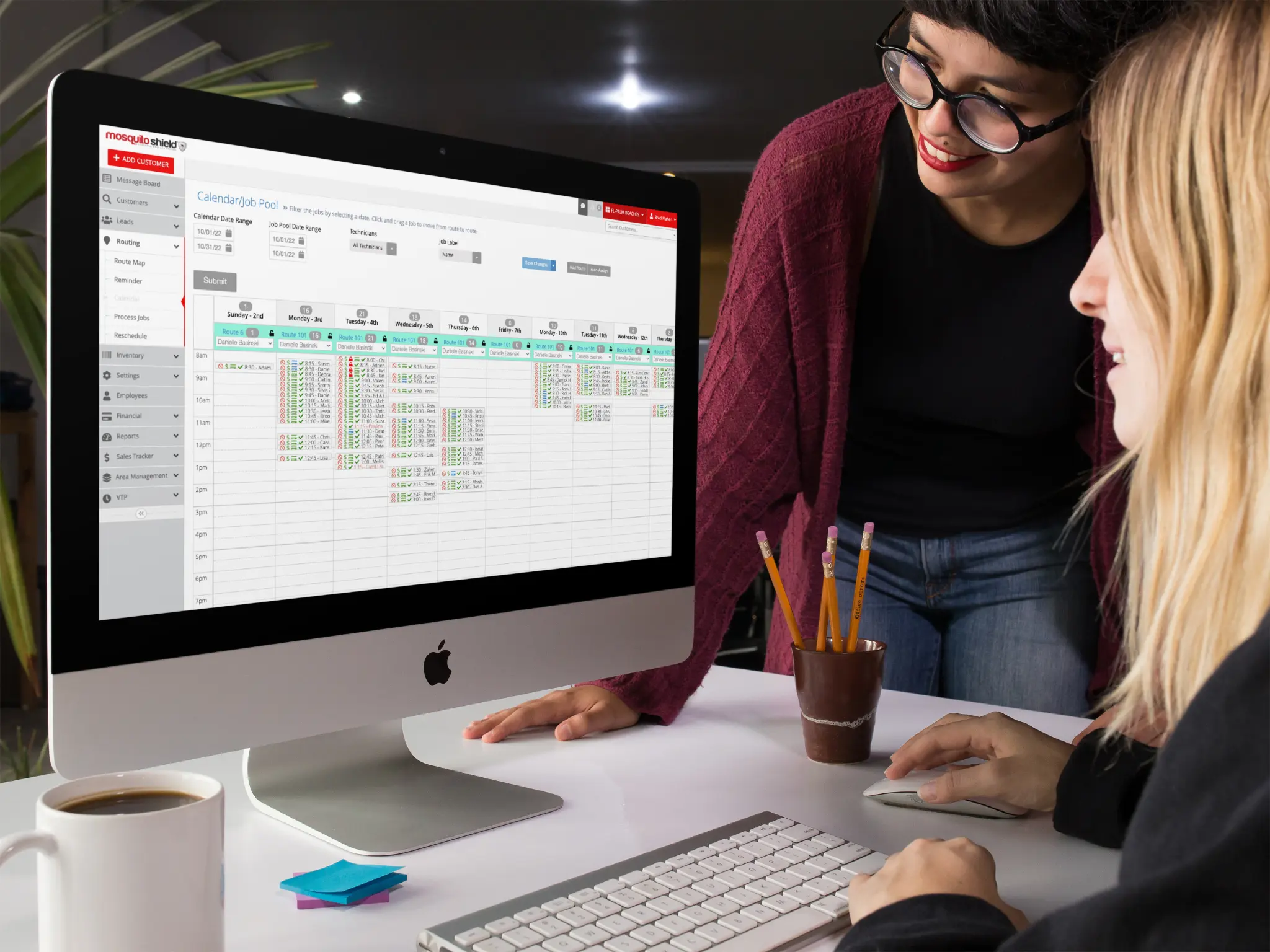 Pocomos multi-day calendar view