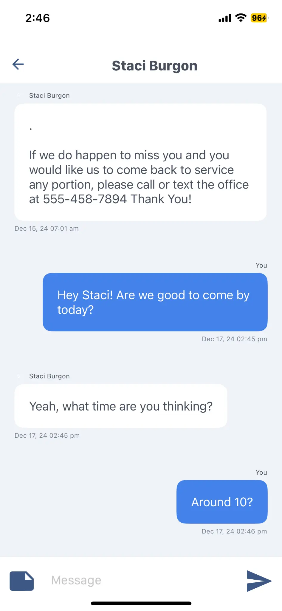 Two-way SMS conversation